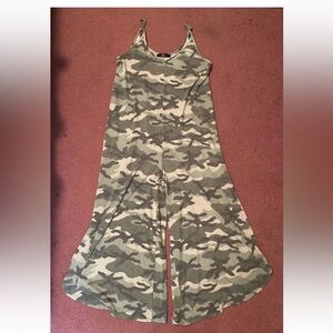 21 Saints Womens Camouflage Sleeveless Cropped Wide-Leg Jumpsuit Size S